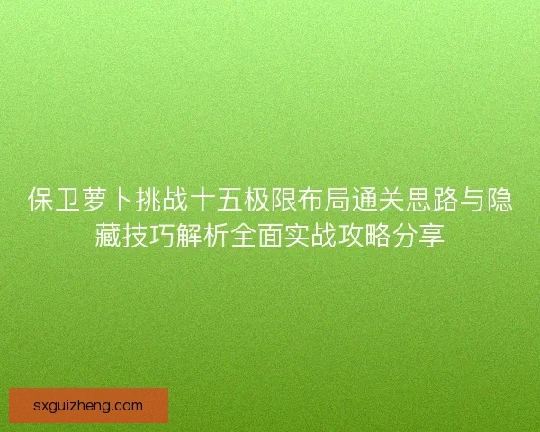 保卫萝卜挑战十五极限布局通关思路与隐藏技巧解析全面实战攻略分享