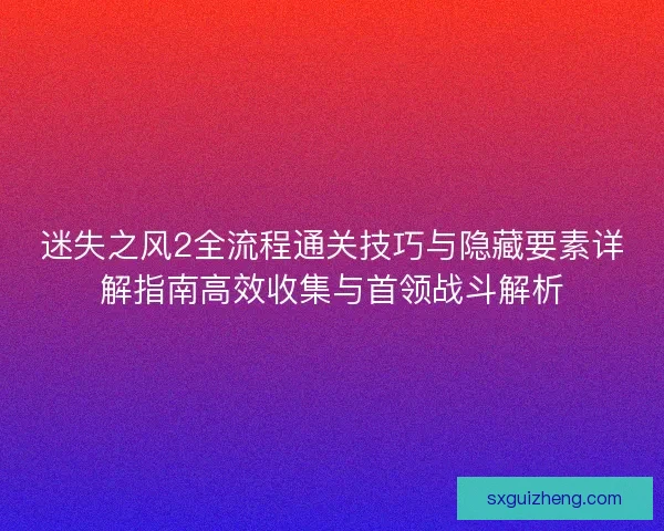 迷失之风2全流程通关技巧与隐藏要素详解指南高效收集与首领战斗解析