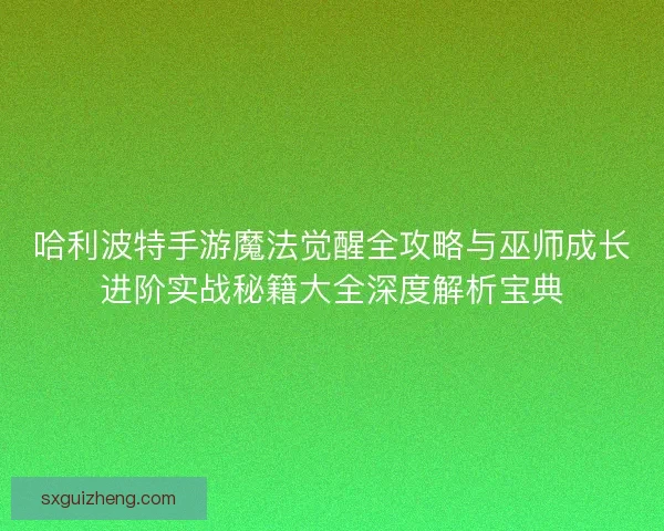 哈利波特手游魔法觉醒全攻略与巫师成长进阶实战秘籍大全深度解析宝典